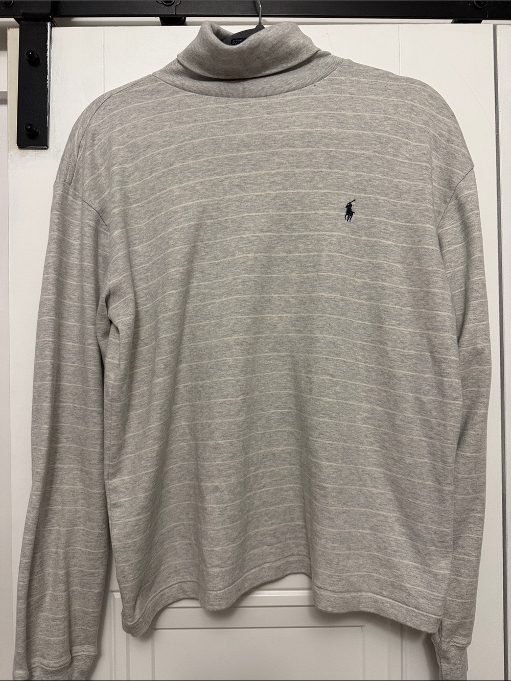 Polo Sport by Ralph Lauren Men's Light Gray Striped Turtleneck Pullover